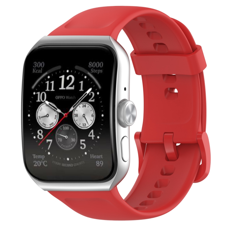 

For OPPO Watch 3 Pro Solid Color Soft Silicone Watch Band(Red)
