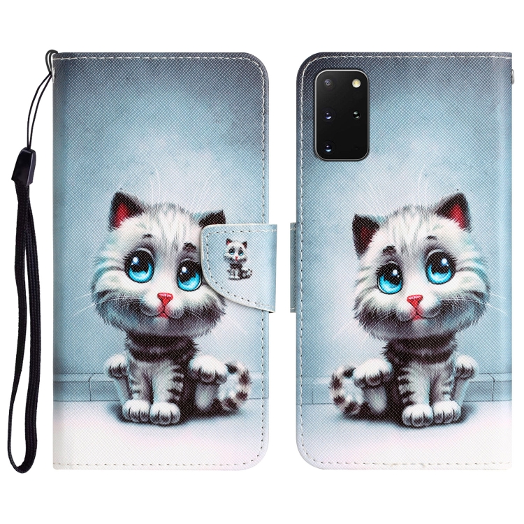 

For Samsung Galaxy S20+ Colored Drawing Leather Phone Case(Blue Eyes)