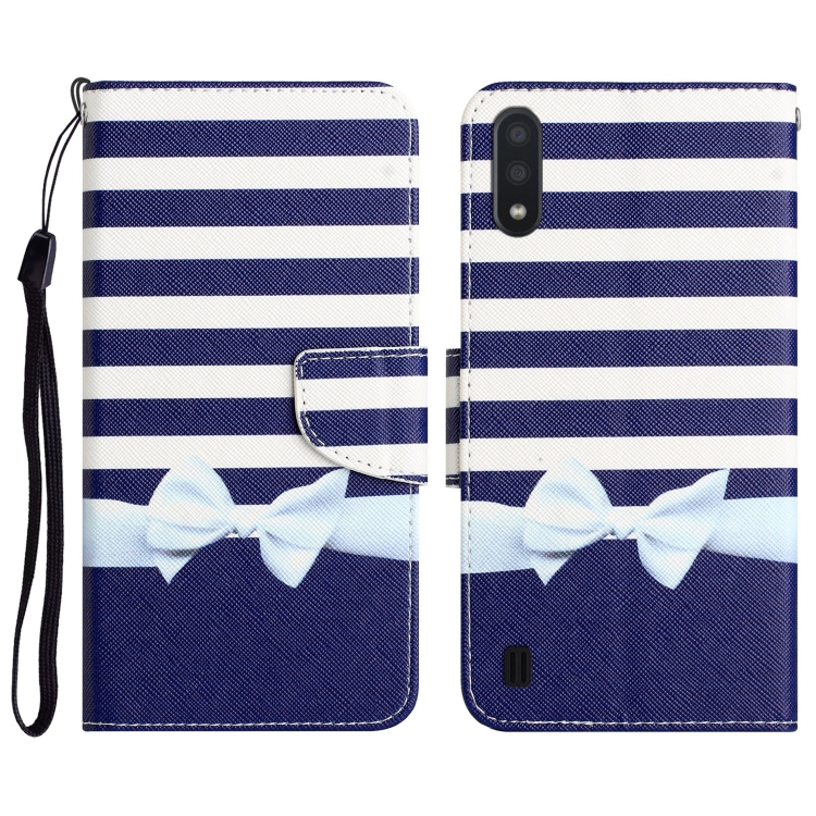 

For Samsung Galaxy A01 Colored Drawing Leather Phone Case(Bow Knot)