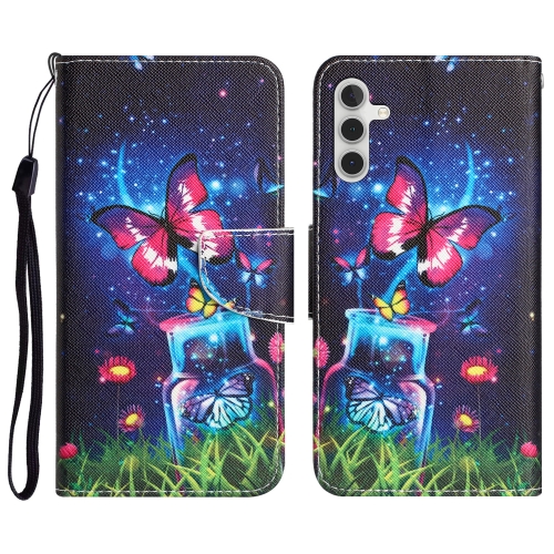 

For Samsung Galaxy A13 5G Colored Drawing Leather Phone Case(Bottle Butterfly)