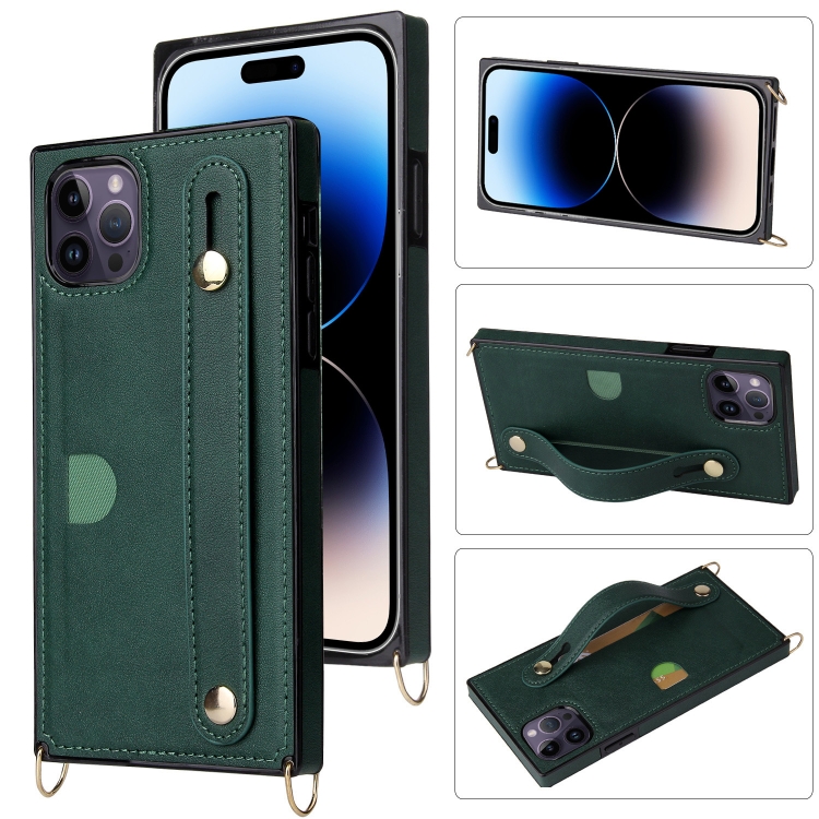 

Crossbody Lanyard Shockproof Protective Phone Case For iPhone 14 Pro(Green)