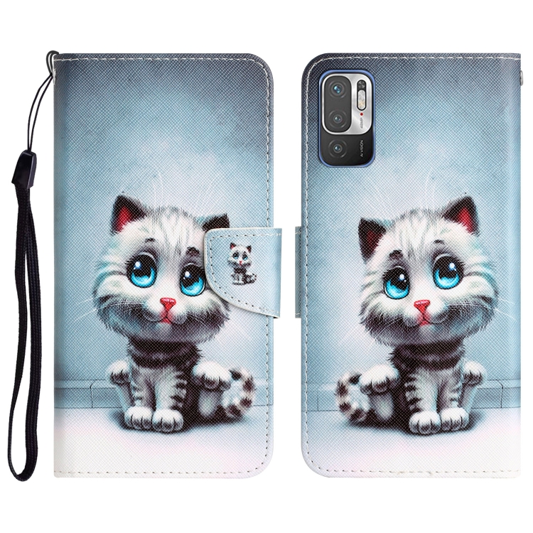 

For Xiaomi Redmi Note 10 5G Colored Drawing Leather Phone Case(Blue Eyes)