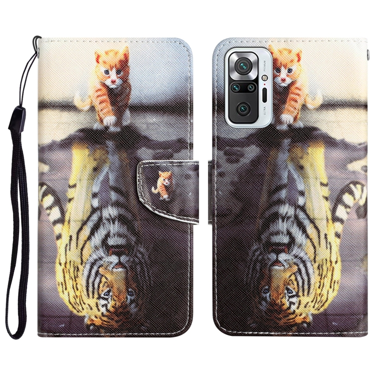 

For Xiaomi Redmi Note 10 Pro 4G Colored Drawing Leather Phone Case(Tiger)