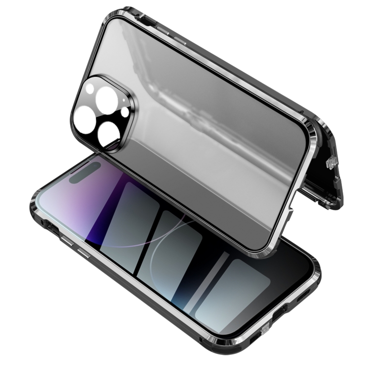 

For iPhone 14 Pro Anti-peeping Magnetic Tempered Glass Phone Case(Black)