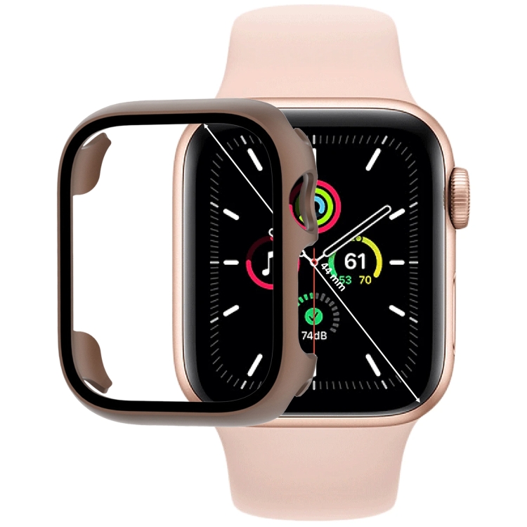 

Tempered Glass Film PC Watch Case For Apple Watch Series SE 2&6&SE&5&4 44mm(Brown)