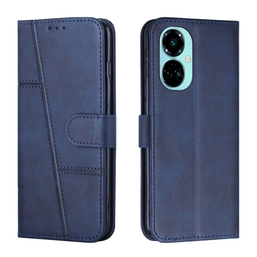 

For Tecno Camon 19 Pro 5G Stitching Calf Texture Buckle Leather Phone Case(Blue)