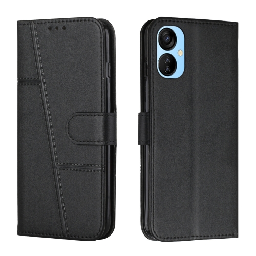 

For Tecno Spark 9 Pro Stitching Calf Texture Buckle Leather Phone Case(Black)