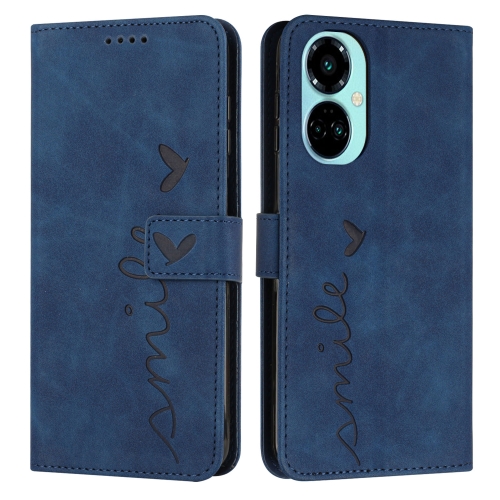 

For Tecno Camon 19 Pro 5G Skin Feel Heart Pattern Leather Phone Case(Blue)