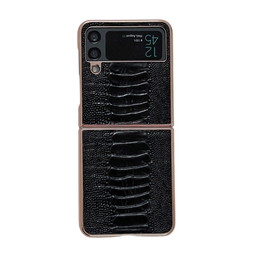 

For Samsung Galaxy Z Flip4 5G Genuine Leather Weilai Series Nano Electroplating Phone Case(Black)