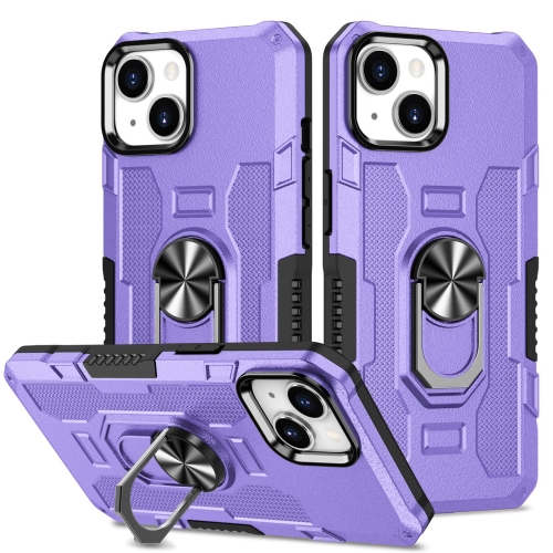 

For iPhone 14 Ring Holder Armor Hybrid Phone Case (Purple)