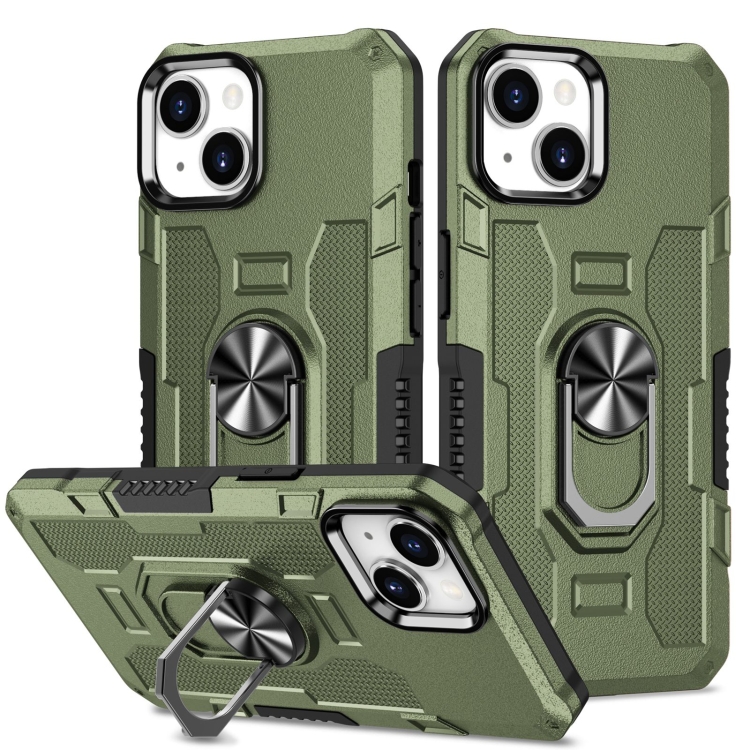 

Ring Holder Armor Hybrid Phone Case For iPhone 14 Plus(Green)