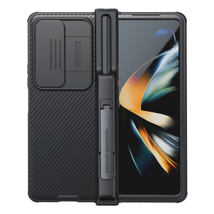 

For Samsung Galaxy Z Fold4 5G NILLKIN Black Mirror Pro Series Camshield PC Phone Case with Pen Slot, Set Version(Black)