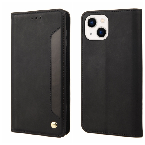 

Skin Feel Splicing Leather Phone Case For iPhone 14(Black)