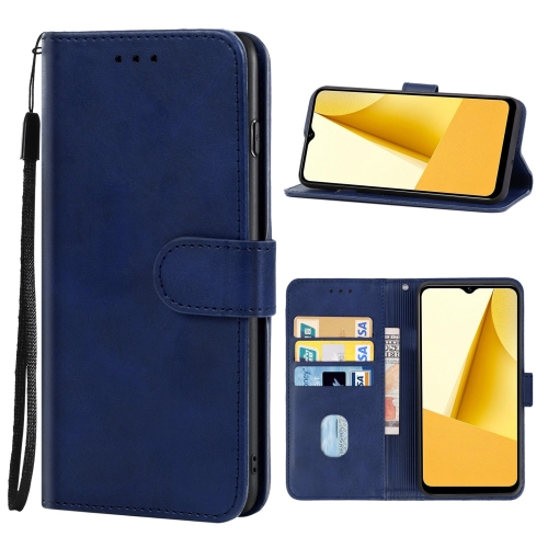 

For vivo Y16 Leather Phone Case(Blue)