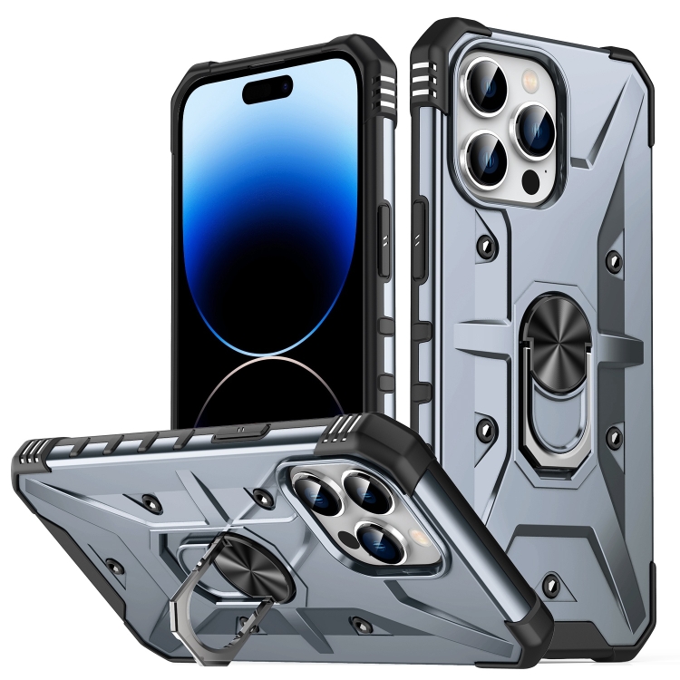 

For iPhone 14 Pro Max Ring Holder Phone Case (Grey)