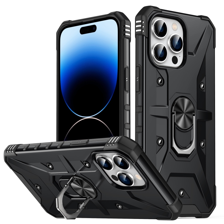 

For iPhone 14 Pro Max Ring Holder Phone Case (Black)
