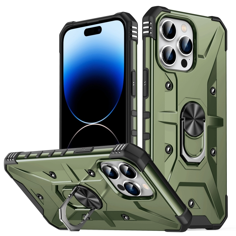 

For iPhone 14 Pro Ring Holder Phone Case(Army Green)