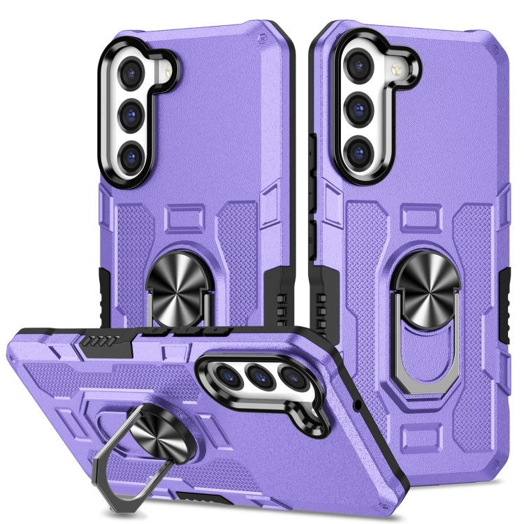 

For Samsung Galaxy S21+ 5G Ring Holder Armor Hybrid Phone Case(Purple)