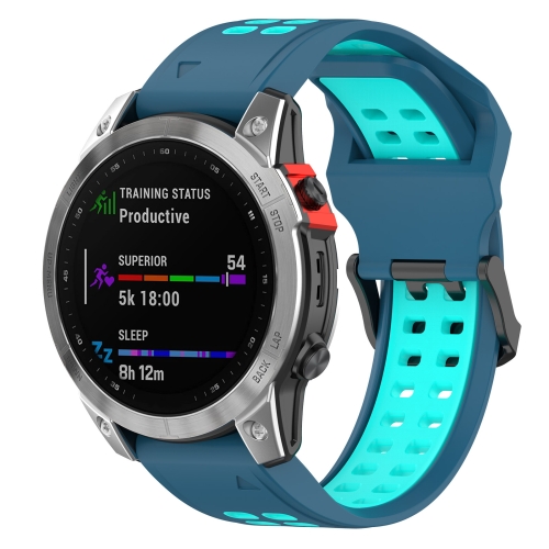 

For Garmin Fenix 7S / 6S / 5S Two-color Silicone Watch Band(Blue Teal)