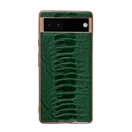 

For Google Pixel 7 Genuine Leather Weilai Series Nano Electroplating Phone Case(Green)