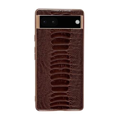 

For Google Pixel 7 Pro Genuine Leather Weilai Series Nano Electroplating Phone Case(Coffee)