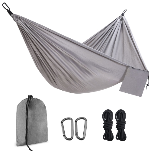

210T Nylon Colorblock Camping Hammock, Size:275x140cm with 2m Tie Rope(Grey)