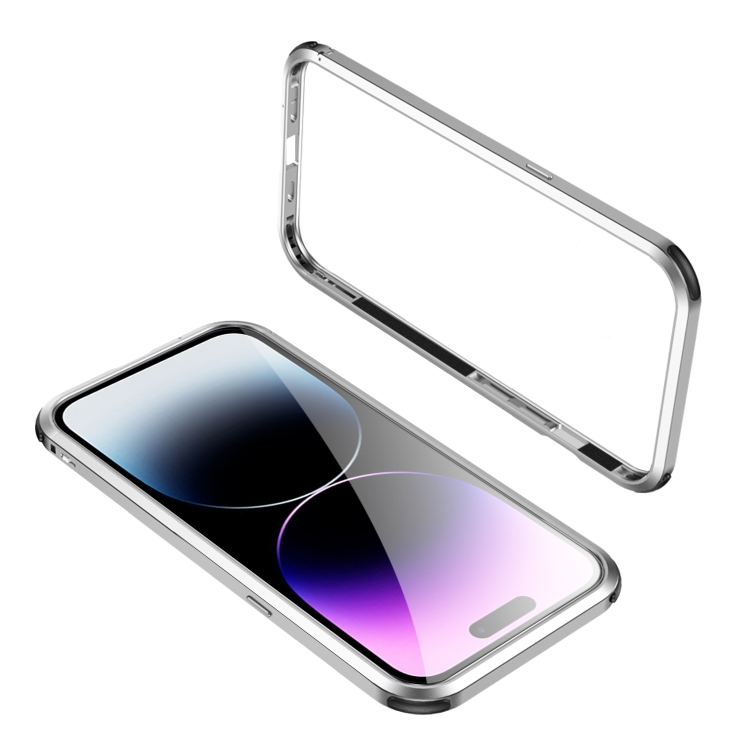 

For iPhone 14 Pro Four Corners Shockproof Metal Frame Phone Case(Silver)