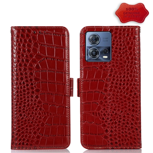 

For Motorola Moto S30 Pro Crocodile Top Layer Cowhide Leather Phone Case(Red)