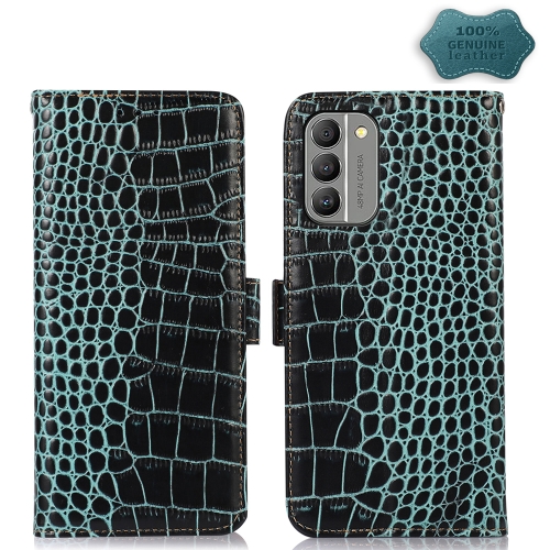 

For Nokia G400 Crocodile Top Layer Cowhide Leather Phone Case(Green)