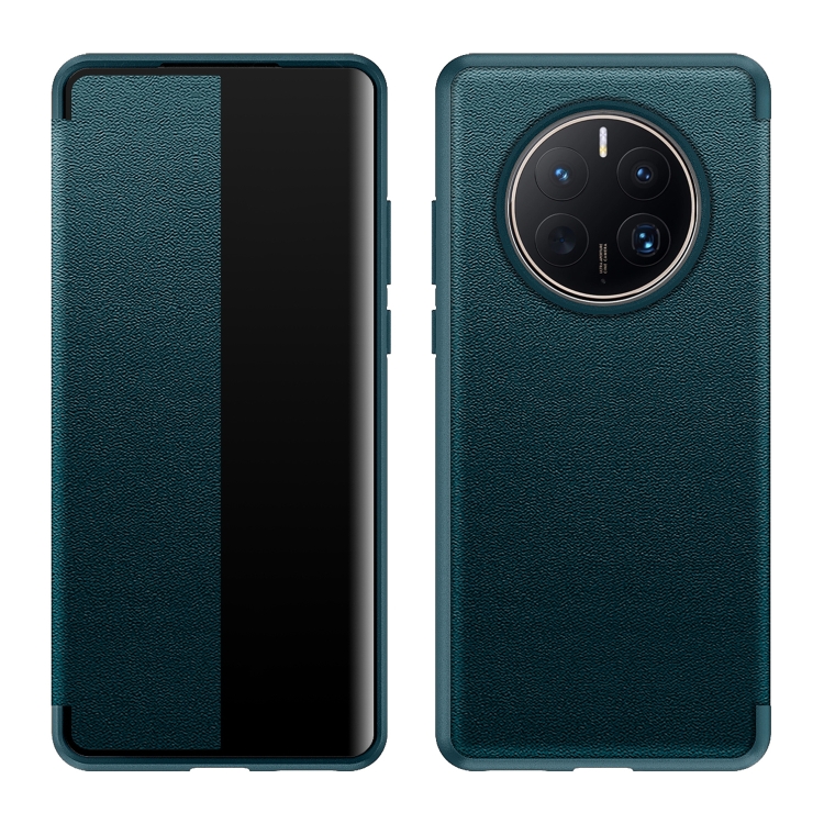 

For Huawei Mate 50 Magnetic Side Window View Leather Smart Phone Case(Green)
