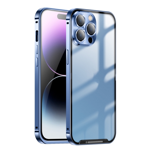 

For iPhone 14 Pro Frosted Metal Phone Case(Blue)