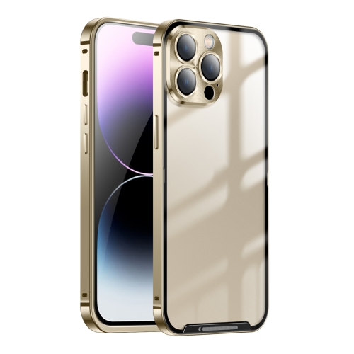 

For iPhone 14 Pro Max Frosted Metal Phone Case (Gold)