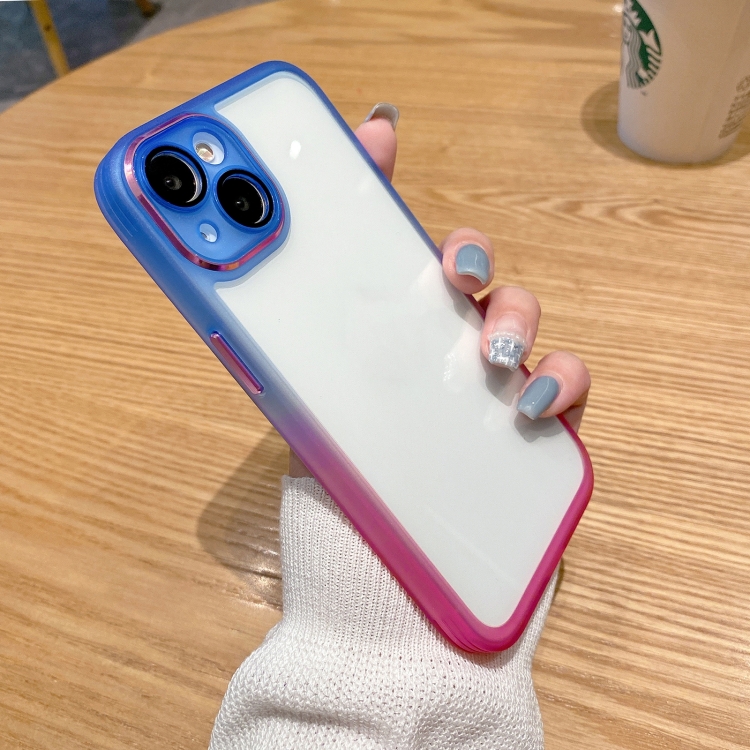 

Gradient Color Frame Transparent Phone Case For iPhone 11(Blue)