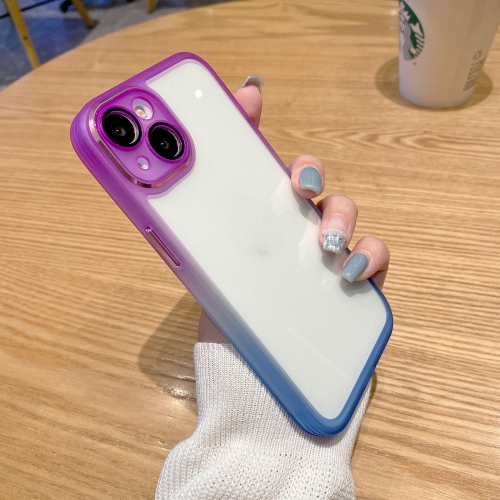 

Gradient Color Frame Transparent Phone Case For iPhone 14 Plus(Purple)