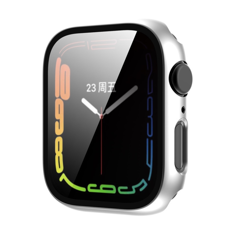 

Tempered Glass Film Plating PC Watch Case For Apple Watch Series 8 & 7 41mm(Silver)