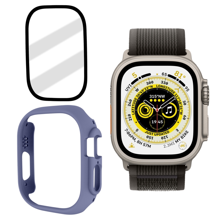 

Tempered Glass Film Frosted PC Watch Case For Apple Watch Ultra 49mm(Ice Blue)