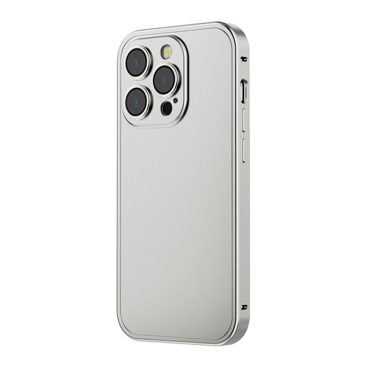 

For iPhone 14 Pro Max Integrated Metal Frosted Phone Case (Silver)