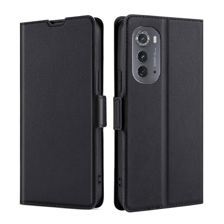 

For Motorola Edge 2022 Ultra-thin Voltage Side Buckle Horizontal Flip Leather Phone Case(Black)