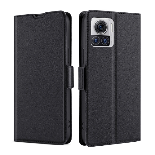 

For Motorola Edge X30 Pro 5G/Edge 30 Ultra Ultra-thin Voltage Side Buckle Horizontal Flip Leather Phone Case(Black)