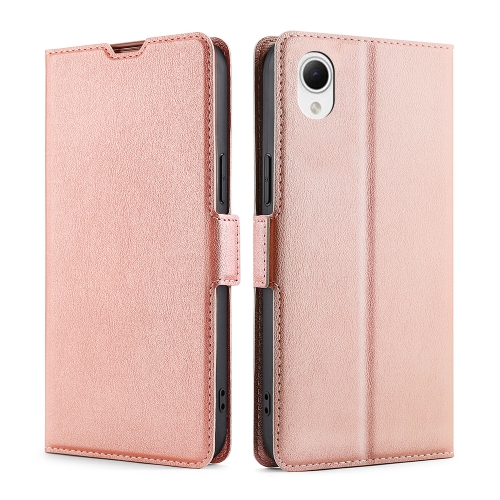 

For Samsung Galaxy A23e/A22e Ultra-thin Voltage Side Buckle Horizontal Flip Leather Phone Case(Rose Gold)