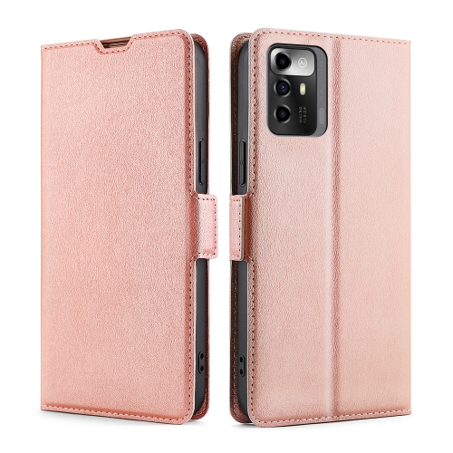 

For ZTE Blade A72 5G Ultra-thin Voltage Side Buckle Horizontal Flip Leather Phone Case(Rose Gold)