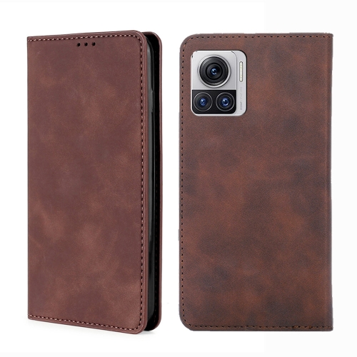 

For Motorola Edge X30 Pro 5G/Edge 30 Ultra Skin Feel Magnetic Horizontal Flip Leather Phone Case(Dark Brown)