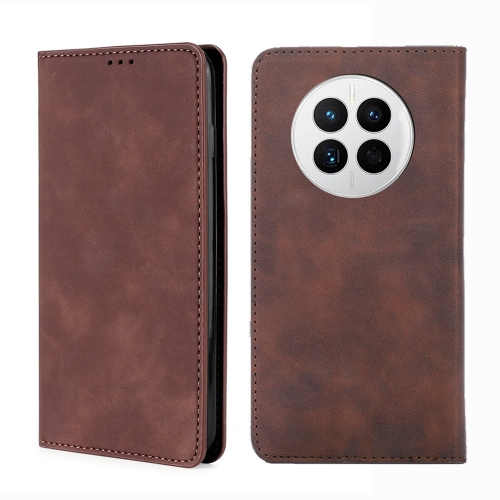 

For Huawei Mate 50 Skin Feel Magnetic Horizontal Flip Leather Phone Case(Dark Brown)