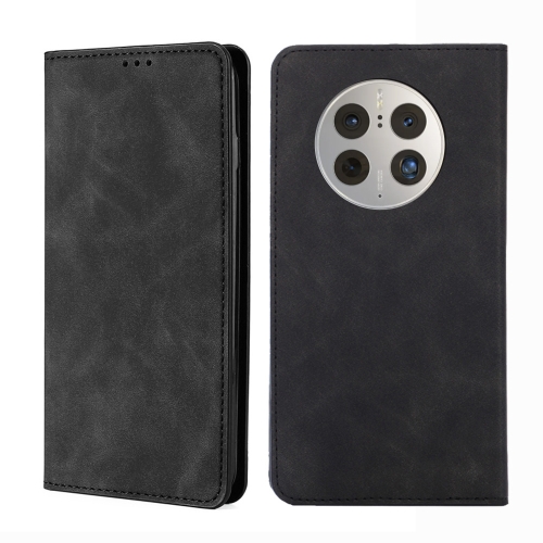 

For Huawei Mate 50 Pro Skin Feel Magnetic Horizontal Flip Leather Phone Case(Black)