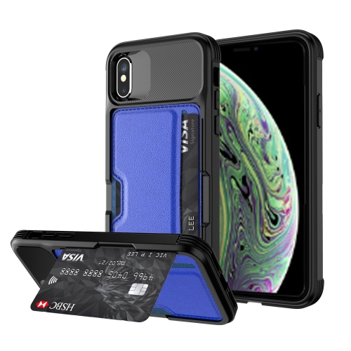 

For iPhone XS Max ZM02 Card Slot Holder Phone Case(Blue)