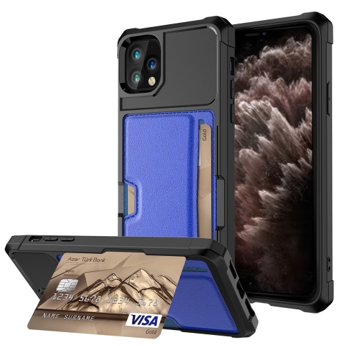 

For iPhone 11 Pro Max ZM02 Card Slot Holder Phone Case (Blue)