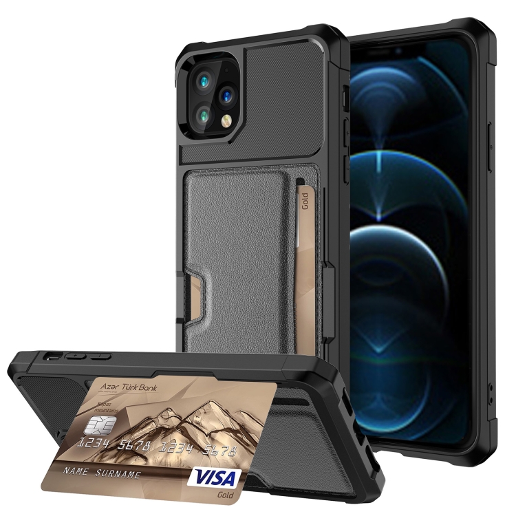 

For iPhone 12 Pro Max ZM02 Card Slot Holder Phone Case(Black)
