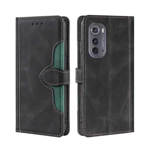 

For Motorola Edge 2022 Skin Feel Magnetic Buckle Leather Phone Case(Black)