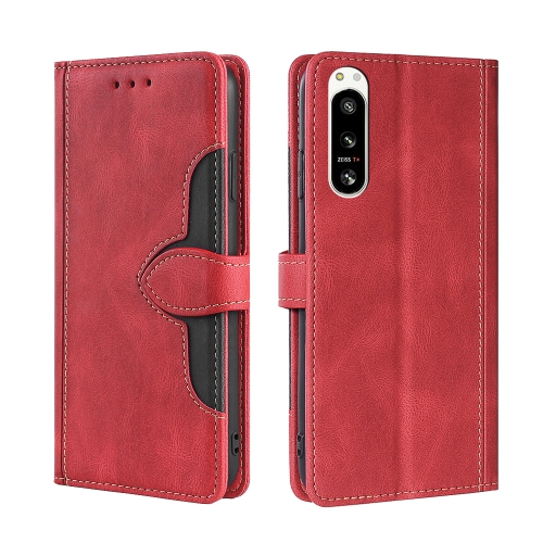 

For Sony Xperia 5 IV Skin Feel Magnetic Buckle Leather Phone Case(Red)