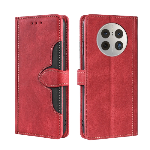 

For Huawei Mate 50 Pro Skin Feel Magnetic Buckle Leather Phone Case(Red)